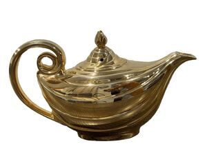 1950’s Golden Glo HALL Aladdin Teapot w Lid 22K Gold Porcelain See Pics For Wear
